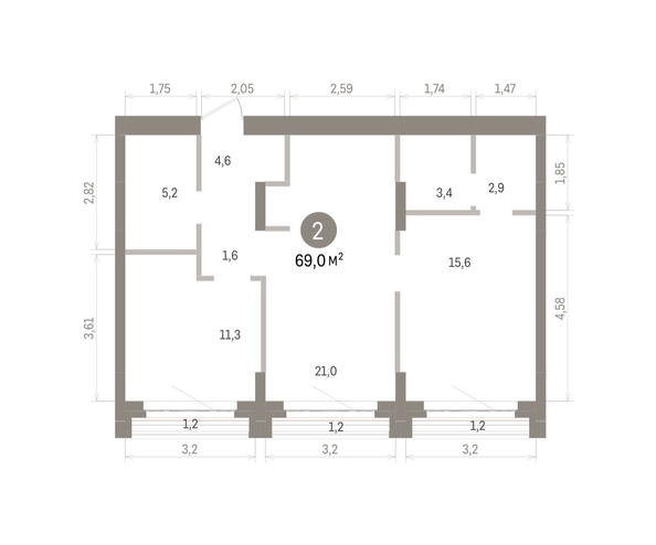 
  Продается 2-комн. квартира 69.04 м², в ЖК Кварталы Драверта, дом 5. Фото 1.