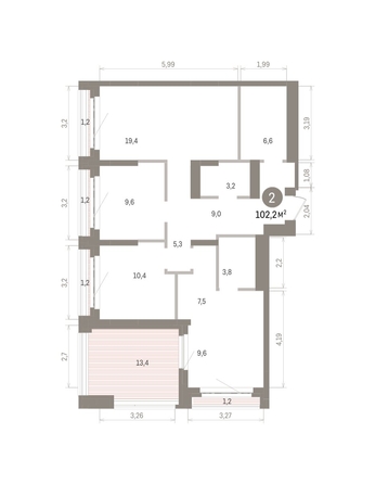 
  Продается 2-комн. квартира 102.2 м², в ЖК Кварталы Драверта, дом 5. Фото 1.