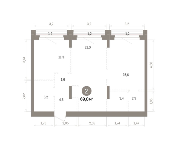 
  Продается 2-комн. квартира 69.04 м², в ЖК Кварталы Драверта, дом 5. Фото 1.