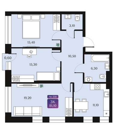 
  Продается 3-комн. квартира 81.1 м², в ЖК Северное Сияние Премиум. Фото 2.