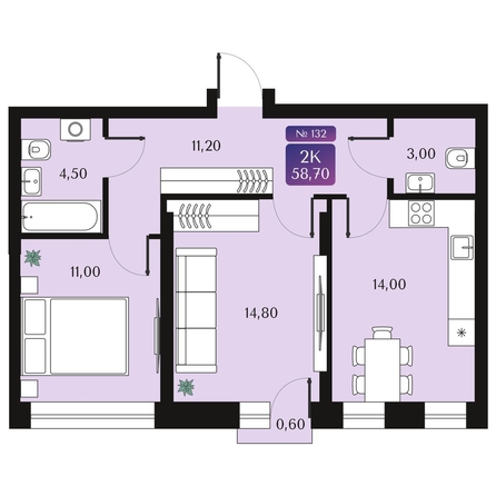 
  Продается 2-комн. квартира 58.7 м², в ЖК Северное Сияние Премиум. Фото 2.