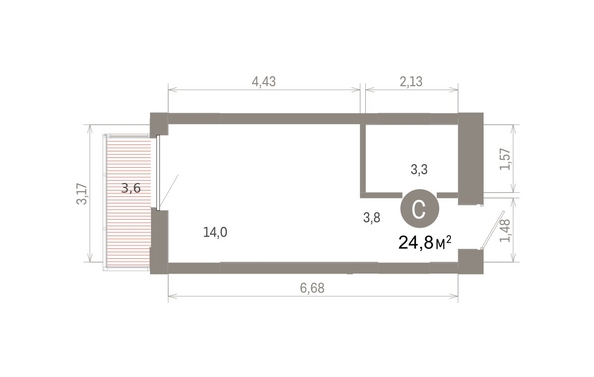 
  Продается студия 24.77 м², в ЖК Кварталы Драверта, дом 6. Фото 1.