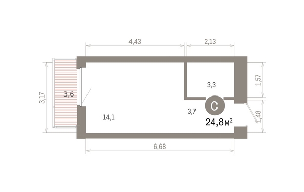 
  Продается студия 24.77 м², в ЖК Кварталы Драверта, дом 6. Фото 1.