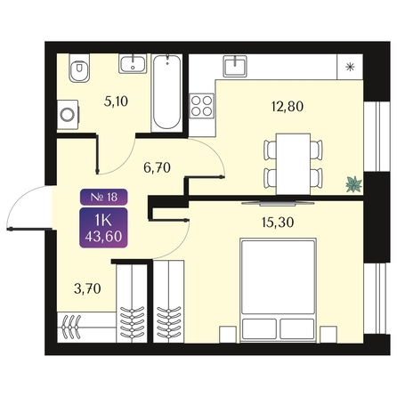 
  Продается 1-комн. квартира 43.6 м², в ЖК Северное Сияние Премиум. Фото 2.