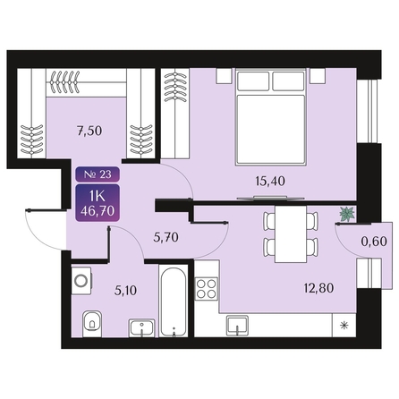 
  Продается 1-комн. квартира 46.7 м², в ЖК Северное Сияние Премиум. Фото 2.