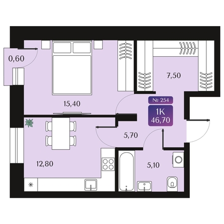 
  Продается 1-комн. квартира 46.7 м², в ЖК Северное Сияние Премиум. Фото 2.