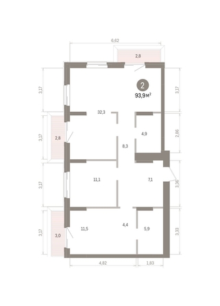 
  Продается 3-комн. квартира 93.71 м², в ЖК Кварталы Драверта, дом 4. Фото 1.