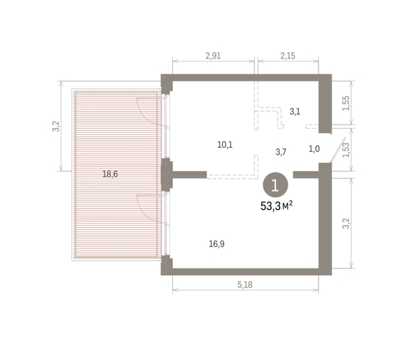 
  Продается 1-комн. квартира 53.34 м², в ЖК Кварталы Драверта, дом 6. Фото 1.