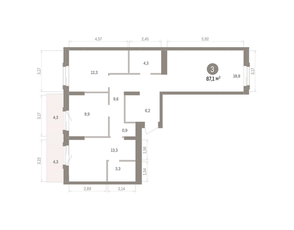 
  Продается 3-комн. квартира 87.07 м², в ЖК Кварталы Драверта, дом 4. Фото 1.