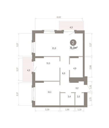 
  Продается 2-комн. квартира 71.24 м², в ЖК Кварталы Драверта, дом 4. Фото 1.