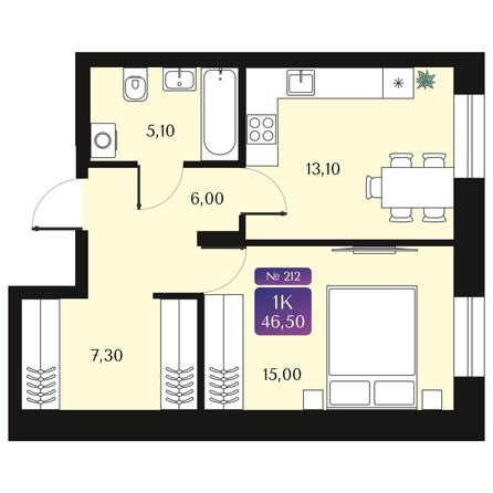
  Продается 1-комн. квартира 46.5 м², в ЖК Северное Сияние Премиум. Фото 2.