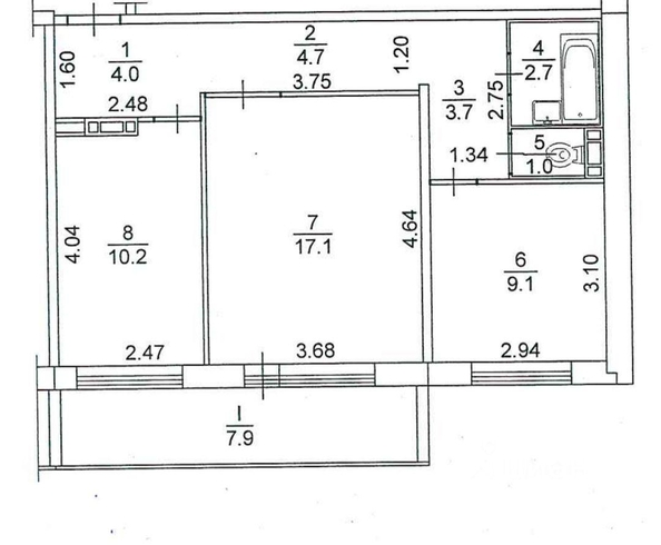 
  Продается 2-комн. квартира, 53 м², Герасименко ул, д. 3в
. Фото 5.