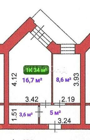 
  Продается 1-комн. квартира, 33.7 м², Богдана Хмельницкого ул, д. 39
. Фото 16.