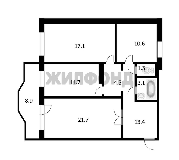 
  Продается 3-комн. квартира, 83 м², Урожайный пер, д. 29/1
. Фото 1.