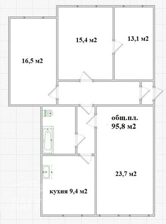 
  Продается 4-комн. квартира 95.8 м². Фото 2.