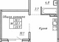 Гренландия, Лес дом №5: Планировка 1-комн 33,8 - 34,4 м²