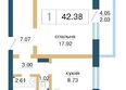 Нанжуль-Солнечный, дом 14: Планировка 1-комн 42,38 м²