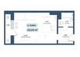 Белый квартал на Спандаряна, 2: Планировка 1-комн 32,6 - 33,2 м²