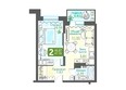 Дом на дачной: Планировка 2-комн 47,51 - 47,84 м²