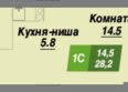 Калининский квартал, дом 4: Планировка 1-комн 28,2 м²