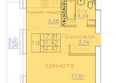 Ленина, дом 116, блок-секция 2: Планировка 1-комн 34,42 м²