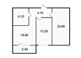 Северное Сияние премиум: Планировка 2-комн 41 м²