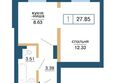 Нанжуль-Солнечный, дом 11: Планировка 1-комн 27,85 м²