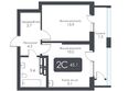 СИТИ ТАУЭРС, дом 2: Планировка 2-комн 45,1 - 45,8 м²