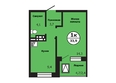 Тихие зори, дом Гранит корпус 1: Планировка 1-комн 33,9 м²