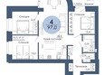 Портовый. Речной квартал, к 6: Планировка 4-комн 97 м²