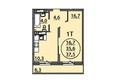 Матрешкин двор, 105, дом 1, сек 2: Планировка 1-комн 37,5 - 37,9 м²
