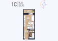 Радуга Сибири, дом 9: Планировка Студия 20,92 - 21,03 м²