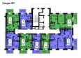 Серебряный, квартал 1 дом 4: Секция 1. Планировка типового этажа.