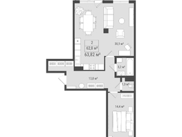 Продается 2-комнатная квартира ЖК Алтан, 63.82 м², 9764460 рублей