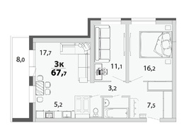 Продается 3-комнатная квартира TOWER, 67.73 м², 6536000 рублей