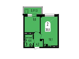 Продается 2-комнатная квартира ТИХИЕ ЗОРИ, дом 1 (Красстрой), 38.3 м², 3573000 рублей