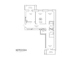 Продается 3-комнатная квартира ЮТССОН, корпус 2, 73.89 м², 6576210 рублей