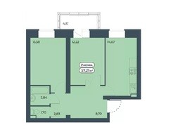 Продается 2-комнатная квартира ЖК Мята, дом 2, секции 4-6, 57.21  м², 6200000 рублей