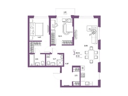 Продается 3-комнатная квартира ЖК Страна.Береговая, 81.03  м&sup2;, 18305882 рублей