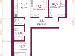 Продается 3-комнатная квартира ЖК Видный-3, блок-секция 4, 87.6  м&sup2;, 11194200 рублей