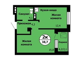 Продается 2-комнатная квартира ЖК Серебряный, дом 1 корпус 1, 39.3  м², 5344800 рублей