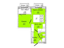 Продается 1-комнатная квартира ЖК На 2-й Дачной, 31 м², 6745840 рублей