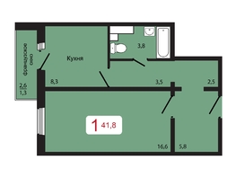 Продается 1-комнатная квартира ЖК КБС. Берег, дом 5 строение 2, 41.8  м², 5643000 рублей