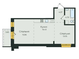 Продается 2-комнатная квартира ЖК Семья, 3 очередь, б/с 5, 58.35  м²