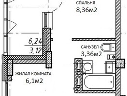 Продается 2-комнатная квартира ЖК Добродом, 27.12  м&sup2;, 3661200 рублей