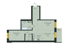 Продается 3-комнатная квартира ЖК Семья, 3 очередь, б/с 7, 71.28  м²