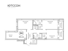 Продается 3-комнатная квартира ЮТССОН, корпус 3, 85.44 м², 7176960 рублей
