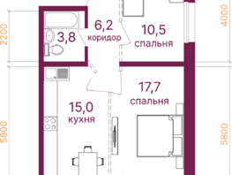 Продается 2-комнатная квартира ЖК Видный-3, блок-секция 4, 55.9  м&sup2;, 8454000 рублей