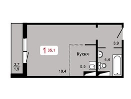Продается 1-комнатная квартира ЖК Мичурино, дом 2 строение 1, 35.1  м², 4500000 рублей