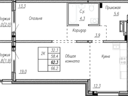Продается 2-комнатная квартира ЖК Орхон, 62.3  м&sup2;, 11002180 рублей
